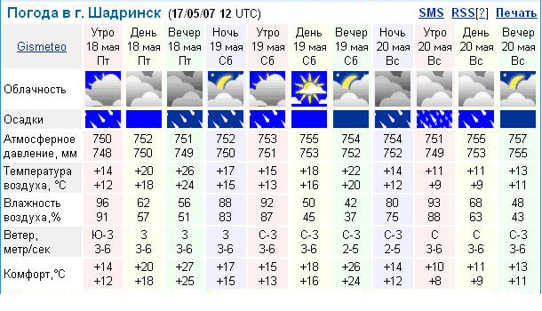 Погода в Шадринске.